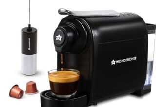 Wonderchef Regalia 15 Bar Capsule Coffee Maker | Free Frother | Ristretto, Espresso & Lungo | Nespresso-Compatible | 700ml Water Tank | 1400W | 2-Year Warranty