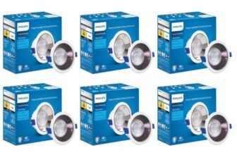 PHILIPS 12 Watt Black Reflector LED Ceiling COB Round Spot Light with Focused Beam | Cut Out: 102mm | Cool Day Light, Pack of 6 (Deco Bright)