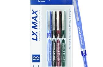 Luxor Schneider LX MAX roller ball pen, Pack of 4 – Assorted, Needle Tip, 0.5mm, 100% German Technology, 1000+ mtrs writing length, Waterproof Ink, Ideal for Students & Professionals