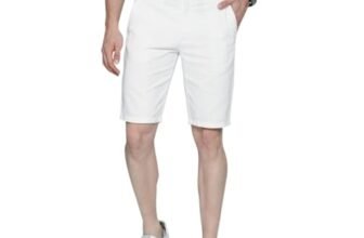 The Indian Garage Co Men Slim Fit Solid Mid-Rise Chino Shorts White