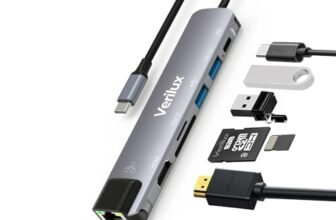 Verilux 7-in-1 USB-C Hub for Laptop, 4K@60Hz HDMI, Ethernet, PD, USB3.0