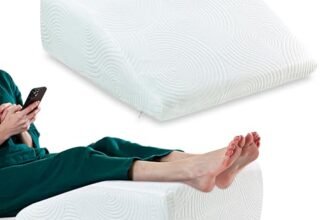 The White Willow Orthopedic Medical Grade Foam Bed Wedge Elevated Leg Rest Pillow for Improved Blood Circulation, Acid Reflux, Leg, Post Surgery (24″ L x 21 “W x 7” H Inches)- White
