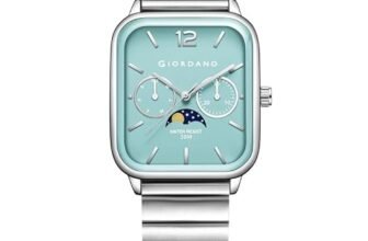 Giordano Classic Square Analog Watch for Men with Moon Phase Display and Stainless Steel Strap – GZ-50117