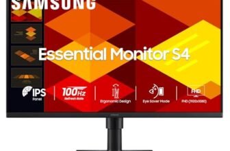 Samsung Essential Series S4 Flat Monitor 27 Inch (68.6 cm) FHD (1,920 x 1,080 Resolution), 100 Hz, IPS Panel, 5ms(GTG), Display Port, HDMI, USB Hub, USB-B Upstream Port, HAS (LS27D400GAWXXL, Black)