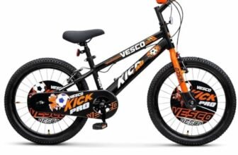 VESCO Kick Pro 20 Inch 20T Kids Bicycle 12.5″ Frame, Rigid Fork | 85% Assembled | Fully Chain Cover | Age for 7 to 9 Year Boys & Girls (Black-Orange)