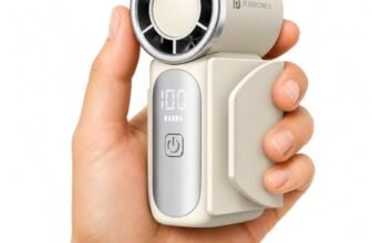Portronics Toofan Nano Rechargeable Handheld Mini Fan, 3000mAh Battery, 18000 RPM High-Speed Airflow, BLDC Motor, 5 Speed Modes, LED Display, Type-C Fast Charging, For Travel, Office, Makeup & Outdoor