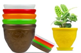 Go Hooked Plastic Planter Pots Set of 6 with Saucer Tray | Flower Pots for Home, Office Garden Dcor | Multicolor 6 Inch Victor Pot for Indoor Outdoor Plants | Stylish & Modern Design Plant Containers