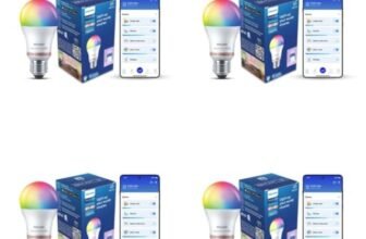 PHILIPS WiZ 12W E27 Wi-Fi & Bluetooth LED Smart Bulb with Music Sync, Compatible with Amazon Alexa & Google Assistant, 16 Million Colours & Motion Sensing Technology | Pack of 4