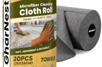 GharNest Microfiber Cleaning Cloth Roll, 20Pcs, 4000 Times Washable – 10X Cheaper Than Paper Kitchen Towel Roll – Ultra Absorbent Lint Free Microfiber Cleaning Cloth for Kitchen – Tearable