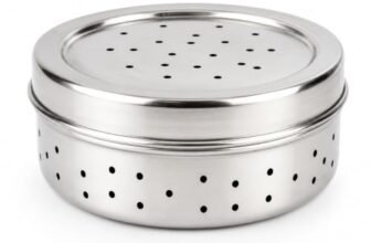 DEVENDRA ONLINE Stainless Steel Green Coriander & Curry Leaves Storage Box | Air Ventilated Steel Food Container | Fresh Dhaniya/Kothmir Dabba | Sprouts & Herbs Fridge Storage (600)