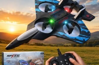 GRAPHENE Remote Control Airplane for Kids RC Fighter Jet Plane Toy LED Lights 360° Flip Stunt Roll Hovering Spinning Stable Flight Easy to Fly Foam Aircraft Glider Hobby Toy Boys Girls Adults