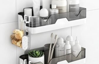 GNASU Premium Plastic Bathroom Shelves – Pack of 2 Wall Mounted Storage Racks for Shower, Vanity & Toilet – Durable, Waterproof, Easy‑Install No‑Drill Design – Organizer for Toiletries, Towels