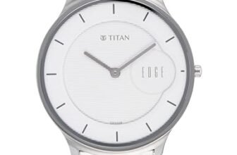 Titan Edge Metal Quartz Analog White Dial Silver Stainless Steel Strap Watch for Men – NT1843SM02