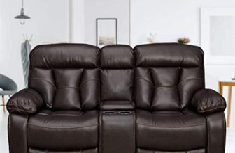 FURNY Porch 2 Seater Premium Leatherette Recliner Sofa Set with Storage (Brown)