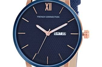 French Connection Leather Analog Blue Dial Men’s Watch-Fcn00034E, Band_Silver