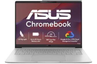 ASUS Chromebook CM1405 (2026), Smartchoice, MediaTek Kompanio 540 Processor, 4GB RAM, 64GB SSD, FHD, 14″(35.5 cm), 60Hz, Chrome OS, Pure Grey, 1.37 Kg, CM1405CM4A-S60034, Thin & Light Laptop