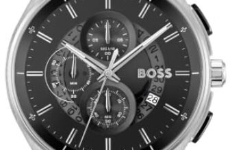 BOSS Peak 2.0 Qtz Chrono Black Round Dial Men’s Watch|Stainless Steel Material|Silver Color Band – 1514191