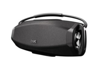 boAt Stone 510 Portable Bluetooth Speaker with 25W RMS Output, Up to 8 Hours Playtime, IPX5 Resistant, Type-C Charging, TWS Mode, Built-In Mic, Voice Assistant, Ergonomic Carry Handle (Midnight Black)