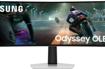 Samsung Odyssey OLED G9 124.31 cm (49 inches) Curved DQHD OLED Panel Gaming Monitor (LS49DG910SWXXL)(Response Time: 0.03 ms, 144 Hz Refresh Rate)