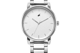 Fastrack Stunners Quartz Analog White Dial Silver Metal Strap Watch for Guys – 3278SM04