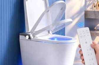 AINEXA Floor Mount Smart Toilet with Auto Flush, Heated Seat & Bidet Wash, One-Piece Smart Commode with 360° Swirl Flush, Foot Sensor, Remote Control, Warm Water Wash & Soft-Close Seat