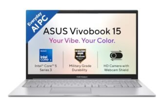 ASUS Vivobook 15 (2026),Intel Core 5 (Series 3-Latest Gen),Fingerprint Sensor,8GB RAM,512GB SSD,FHD,15.6″(39.6 cm),Windows 11,M365 Basic(1Y),Office 2024,Cool Silver,1.7 Kg,X1504MA-BQ832WS,AI Laptop
