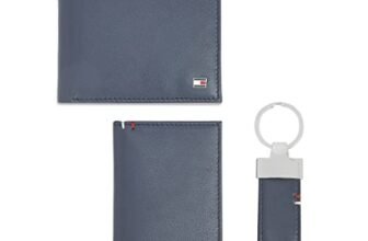 Tommy Hilfiger Combo Gift Set Include Leather Global Coin Wallet + Card Holder + Key Fob Navy Color