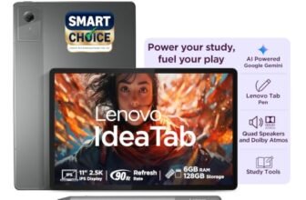 Lenovo Idea Tab ( Smartchoice) with Tab Pen | WiFi+5G |11″ 2.5K IPS Display |6GB RAM + 128GB ROM (Expandable Upto 2TB)| MediaTek Dimensity 6300|7040mAh|4 Speakers| Grey