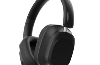 PHILIPS TAH6550 Wireless Bluetooth Over-Ear Headphones with 3 Mics, 60 Hours Battery Life, 40mm Drivers, Bluetooth 5.3, Dual Pairing, USB-C Charging, AUX Connectivity, Black.