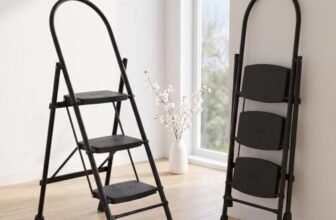 Wakefit Premium 3 Step Foldable Ladder | Strong Alloy Steel | Wide Anti-Skid Steps | Supports Up to 150 kg | Rust Resistant | Heavy Duty Portable Ladder – Black