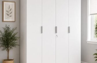 Nilkamal Joyce 4 Door Wooden Wardrobe for Bedroom | 3 Year Warranty | Almirah with 13 Shelves & 1 Hanging Rod | Clothes Cupboard | Engineered Wood | Frosty White