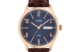 TIMEX Classics Analog Watch for man with Blue Round Dial & Brown Leather Strap Band Water Resistant Men’s Wrist Watches – TW0TG6515
