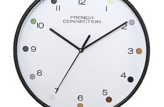 French Connection Elegant Decorative Analog Wall Clock White Dial with Black Case – Size 12 inches – FCWC05-A