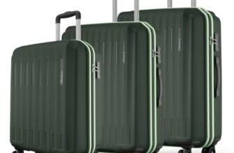 Safari Genius Alley Set of 3 (Cabin + Medium + Large) Trolley Bags Hard Case Polypropylene, 4 Wheels, 360 Degree Wheeling Luggage, Suitcase for Travel, Trolley Bags for Travel, Deep Forrest