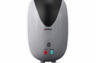 Activa 3 Liters Quick Water Heater Geyser, 3 KVA ISI Copper Element, 0.7mm Anti Rust Coated 304L Pure Stainless Steel Tank, Auto Cut-Off, ABS Body, BEE 5 Start Rated, 5 Year Warranty – Grey & Black