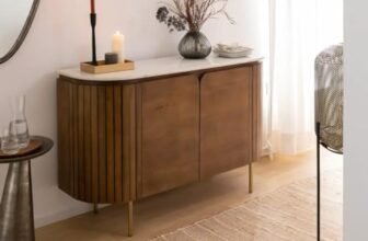 The Attic Carlston Sideboard, Multipurpose Cabinet for Kitchen and Living Room Storage, Classy Sideboard, Solid Mango Wood, Provential Teak Matte Finish