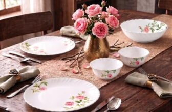 La Opala Novo Opalware Dinner Set, 10 Pcs for Family of 2, Rose Garden