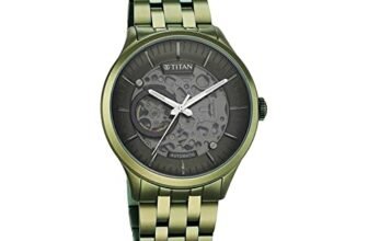 Titan Metal Mechanicals Automatic Green Dial Metallic Green Stainless Steel Strap Watch for Men – NT90140QM01