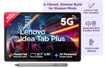 Lenovo Idea Tab Plus with Pen|Wifi +5G|12.1 inches 2.5K Display,800nits Peak Brightness|8GB RAM+256GB ROM (Expandable upto 2TB)|MediaTek Dimensity 6400| 10200mAh|4 Speakers with Dolby Atmos|Luna Grey