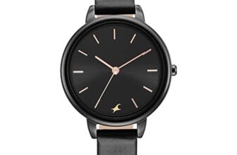Fastrack Stainless Steel Glitch Analog Black Dial Women’s Watch-6234Nl01, Band Color:Black