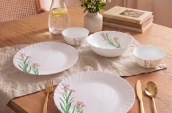 La Opala Novo Opalware Dinner Set, 10 Pcs for Family of 2, Pink Florets