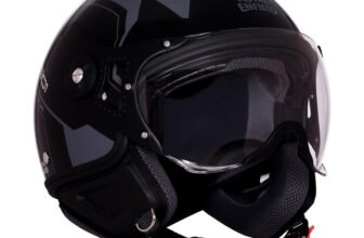 ROYAL ENFIELD AirForce 1 1901 Open Face with Visor | ISI & DOT Certified | For Men & Women Motorbike Helmet(Black)