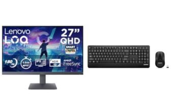 Lenovo LOQ 27Q-10 | 27″ (68.5cm) QHD IPS 180Hz Gaming Monitor 210 Wireless USB Keyboard and Mouse Combo