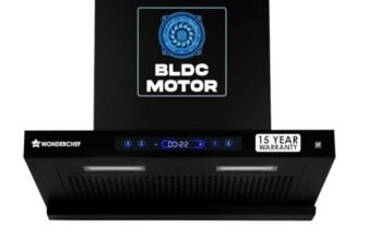 Wonderchef Ultra Sleek 60cm Filterless Auto-clean Kitchen Chimney with Oil Collector, BLDC Motor, Suction 1800 m3/hr, Motion Sensor + Touch Control, 15-Yr Warranty on Motor & 5-Yr Comprehensive, Black