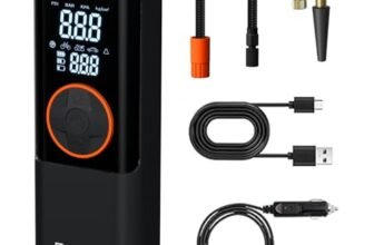 Portronics Vayu 4.0 Tyre Inflator with 2-in-1 Rechargeable & Corded Power, Preset Inflation Modes, Digital Display, Flashlight Torch, Auto Shut-Off, Air Pump Compressor for Car & Bike (Black)