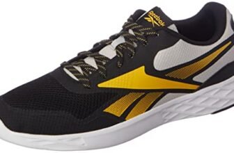 Reebok Men Synthetic/Textile SMART Trek M Running Shoes Black/LGH Solid Grey/Solar Gold UK-10