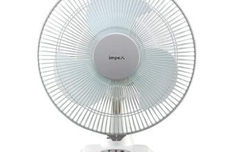 Impex BREEZE D3 Rechargeable Table Fan| 1600 RPM| 300mm Air Sweep| 4800 mAh Battery| BLDC Motor| Silent 3 Blade Fan| 3 Speeds| 6 Hrs Backup| Dual Selection LED Light| USB Charging| AC/DC Fan| White