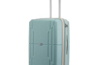 Provogue Lumina Hard-Sided PP 65 Cm Trolley Bags for Travel Medium Size | Expandable Luggage Suitcase with 8 Wheels | Combination Lock | 5 Year Warranty (Turquoise Blue)