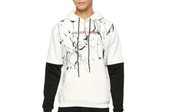 Pepe Jeans Men’s Cotton Blend Hooded Neck Sweatshirt (PM582707_Off White