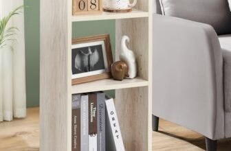 ABOUT SPACE Side Table – Bed Side Tables for Bed Room with 2 Adjustable Shelves | DIY Engineered Wood Night Stand with Storage, Open Display End Table for Home Office (L 33 x B 24 x H 61.5 cm – Beige)